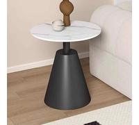 Table de bistrot de terrasse - Table d'appoint en métal antirouille imperméable avec plateau en dalle de roche pour salon et espaces extérieurs