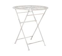 Table de Bistrot en Métal Blanc Cassé 70 cm Pliante pour Balcon ou Terrasse Sca