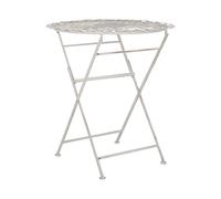 Table de Bistrot en Métal Blanc Cassé 70 cm Pliante pour Balcon ou Terrasse Sti