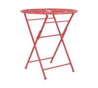 Table de Bistrot en Métal Rouge 70 cm Ajouré Pliante pour Balcon ou Terrasse Sc
