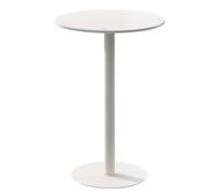 Table de bistrot haute ronde avec base en métal, meuble de salle à manger polyvalent pour maison, bar, bistrot, cuisine, finition blanche élégante