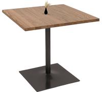 Table de bistrot HWC-H10, table de bar, gastronomie industrielle bois d'orme MVG 75x80x80cm ~ brun clair
