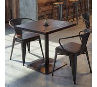Table de bistrot HWC-H10, Table de Bar, Industrielle Gastro métal Orme Massif MVG 70x70cm - Brun foncé