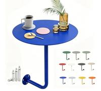 Table de Bistrot Murale Ronde, Bureau Flottant Peu Encombrant, Mange-Debout et Table à Cocktail avec Support pour Maison, Café et Salle à Manger(Blue,13.8in/35cm)