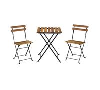 Table de bistrot pliante bois d'acacia et métal + 2 assises Malaga