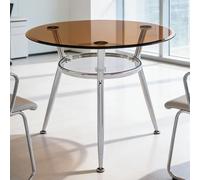 Table De Bistrot Professionnelle, Table De Bar Ronde Avec Plateau En Verre Trempé Petites Tables D'appoint Avec Piètement En Métal Idéales Pour Bistrot, Pub, Café(brun,90cm)