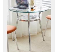 Table De Bistrot Professionnelle, Table De Bar Ronde Avec Plateau En Verre Trempé Petites Tables D'appoint Avec Piètement En Métal Idéales Pour Bistrot, Pub, Café(Clair,70cm)