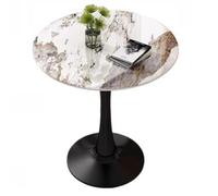 Table de bistrot ronde élégante en forme de tulipe - Plateau en marbre en pierre frittée 70 cm Pieds en métal - Idéal pour cuisine, salon, bureau, salle à manger et décoration - Design moderne