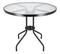 Table de bistrot SPRINGOS® - Table de jardin ronde Diamètre 90 cm - Plateau en verre gaufré