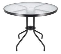 Table de bistrot SPRINGOS® - Table de jardin ronde Diamètre 90 cm - Plateau en verre gaufré