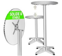 Table de bistrot - TECTAKE - table bistrot aluminium, iris, pliable, résistante aux intempéries, 67 x 67 x 75 / 115 cm - argent