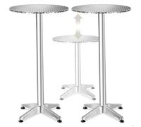 Table de bistrot - TECTAKE - table bistrot aluminium, pliee, reglable en hauteur, plateau mdf, aluminium, ø 60 cm - argent