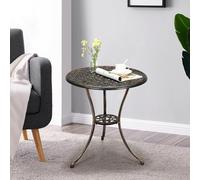Table de bistrot vintage - Table haute ronde en fonte d'aluminium - Hauteur : 66 cm - Avec trou pour parasol - Table de bar, de fête, de terrasse - Pour jardin, salon, cuisine, balcon