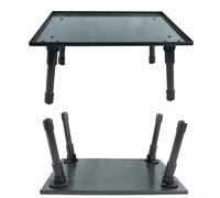 Table de bivouac réglable pour pêche à la carpe - En plastique léger - Avec pieds pliables en alliage d'aluminium - Convient pour une utilisation sur différentes surfaces de rive - Vert militaire S #