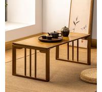 Table de Bout, Table Basse Salon, en Noyer, au Sol, Bois Style campagnard, rectangulaire