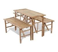 Table de brasserie avec 2 bancs 100 cm Bambou Marron G