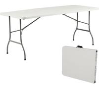 Table de buffet Albatros table pliante blanche - construction robuste pliable et grande capacité de charge -pour jusqu'à 10 personnes - pour tente à bière avec poignée de transport