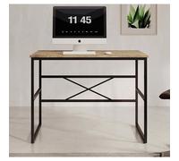 Table de Bureau | 100cm | Style Industriel | Structure Acier Noir mat | Melamine Couleur Pin Atlantique | Modèle FACTORY M1