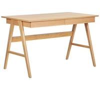 Table de Bureau 2 Tiroirs 120x70 cm en MDF et Bois de Chêne Clair Laqué Sheslay