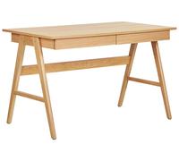 Table de Bureau 2 Tiroirs 120x70 cm en MDF et Bois de Chêne Clair Laqué Sheslay