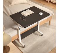 Table de bureau à roulettes réglable pour ordinateur portable, canapé-lit, station de travail mobile réglable en hauteur pour PC et tablette, table d'appoint portable avec roulettes, noir, 80 x 40 cm