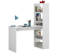 Table de Bureau avec étagère réversible coloris Blanc Artik - longueur 120 cm x Profondeur 53 cm x Hauteur 144 cm Blanc Artik