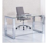 Table de bureau coloris chromé - Longueur 140 x largeur 70 cm