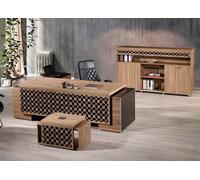 Table de bureau d'angle de luxe Ensemble complet de 3 pièces en bois brun Meubles de bureau
