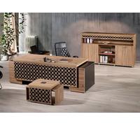 Table de bureau d'angle de luxe Ensemble complet de 3 pièces en bois brun Meubles de bureau