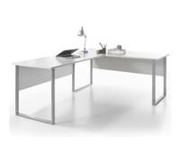 Table de bureau d'angle en bois MDF coloris Blanc - Longueur 223/170 x Hauteur 77 x profondeur 73 cm -PEGANE- Blanc G