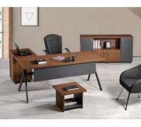 Table de bureau d'angle Table de travail Meuble de bureau complet 3pcs bois Set Gris