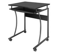 Manhattan Bureau Compact avec Plateau pour Clavier Extensible, en Fibre de Bois MDF, Noir, 600 x 480 x 15 mm (l x L x H)