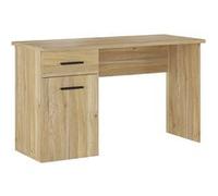 Table de bureau, meuble de bureau avec 1 tiroir et 1 porte coloris chêne Mauvella - Longueur 120 x profondeur 49,80 x hauteur 72 cm - PEGANE - G