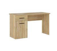 Table de bureau, meuble de bureau avec 1 tiroir et 1 porte coloris chêne Mauvella - Longueur 120 x profondeur 49,80 x hauteur 72 cm - -
