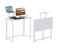 Table de Bureau Pliante, Bureau d'Ordinateur Pliable 80x45x75cm, Petit Table de Bureau avec Support d'Écran, Cadre en Métal