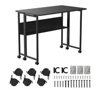 Maclean Bureau Pliable MC-126 B avec étagère et roulettes, Plateau supérieur 100 x 58 cm, capacité 50 kg, Pliable Rapidement, Table Mobile compacte, Noire, pour télétravail, étude, Bureau à Domicile