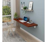 Table de bureau pliante murale pour petits espaces - Économie d'espace - Table d'étude et de bureau à domicile - Couleur teck - 90 x 50 cm