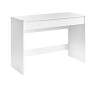 Beliani Bureau Scandinave en Panneaux de Particules 110 x 50 cm Pieds Larges 2 Étagères Blanc Rondane