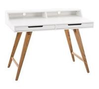 Table de bureau Secrétaire Eaton en MDF Piètement Bois de Chêne , Blanc /110 cm Blanc G