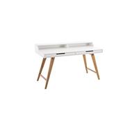Table de bureau Secrétaire Eaton en MDF Piètement Bois de Chêne , Blanc /140 cm
