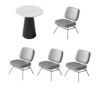 Table De Café Noire Moderne avec Chaises, Ensemble De Meubles De Bistro Industriel for Magasin De Thé Au Lait, Décoration De Siège De Bar Minimaliste for Boulangerie(C)