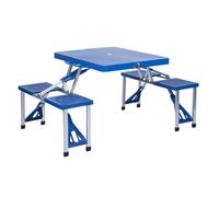 Kingcamp Table valise de camping 4 personnes pliable avec banc Bleu