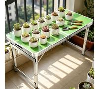 Table de Camping à Fleurs Table d'appoint Pliante portative Grill Hauteur réglable Table de préparation de Nourriture extérieure Pliable Aluminium avec poignée Pique-Nique BBQ Plage RV(Green,70cm)