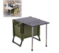 Table de camping avec rangement, boîte de cuisine portable, table de cuisson pliable pour 2 à 4 personnes, idéale pour pique-nique, barbecue et plage