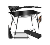 Table de camping en aluminium pliable et réglable en hauteur et sac de transport noir