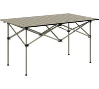 Table de camping Outsunny Table pliante avec plateau enroulable Cadre X Table de jardin en aluminium légère 2 personnes Table d'appoint Kaki