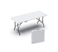 Vounot Table pliante de pique-nique 180×75×72 cm HDPE 8 places rectangulaire valise portable Blanc