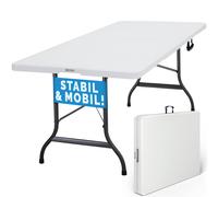 Table de camping pliable 220 x 70 cm 10 personnes poignée de transport légère