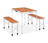 Table de Camping Pliable avec 2 Bancs Aluminium Marron Pique-nique vidaXL