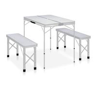 Table de Camping Pliable avec 2 Bancs Aluminium Marron Pique-nique vidaXL